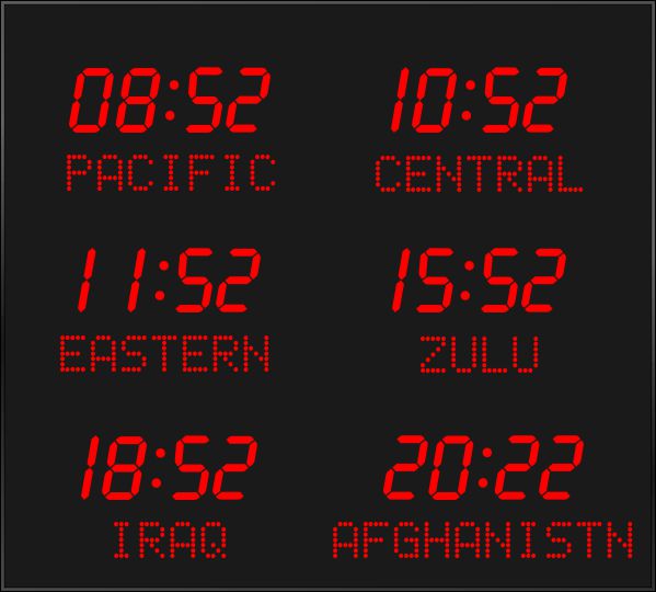 Digital Time Zone Displays, World Clocks, Digital World Clocks or Time