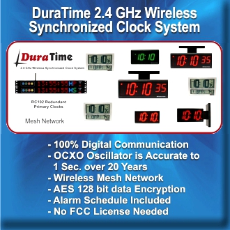 BRG DuraTime Synchronized Clock Systems is a reduntant Mesh Network system designed to never fail